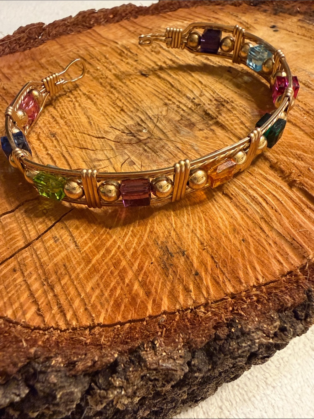 Gold color Multicolor Crystal Bracelet - Picture 5 of 6